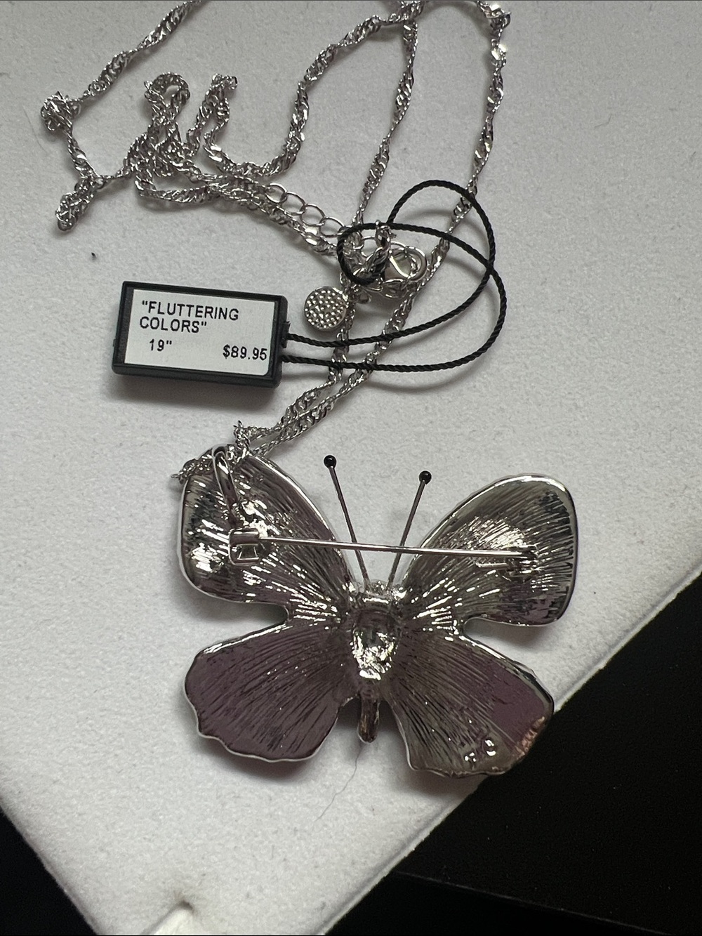 Multicolor Crystal Butterfly Necklace - Fluttering Colors - Picture 2 of 2